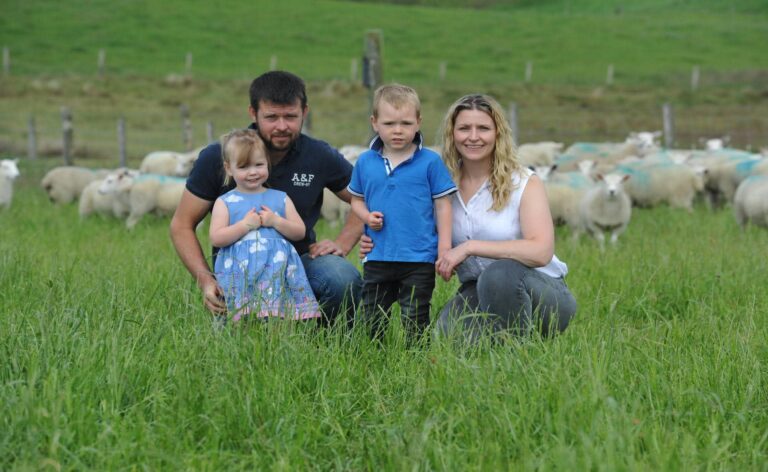 ranching family in field